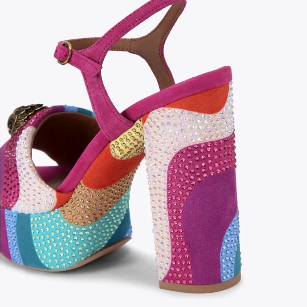 Kurt Geiger Platform Sandals Size 8 Pink Suede Abstract Kensington Chunky New - Picture 4 of 5